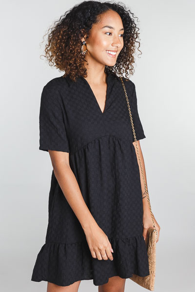 Collared Babydoll Dress, Black