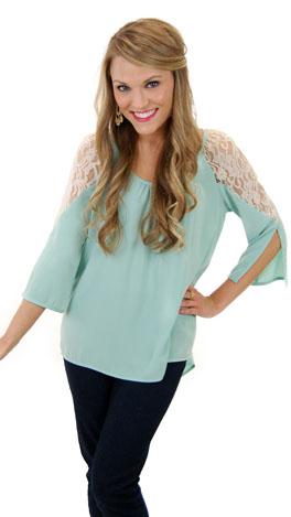 Graced with Lace Top, Mint