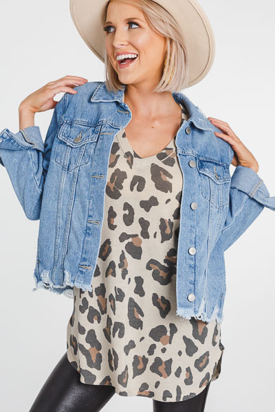 Distressed Hem Denim Jacket