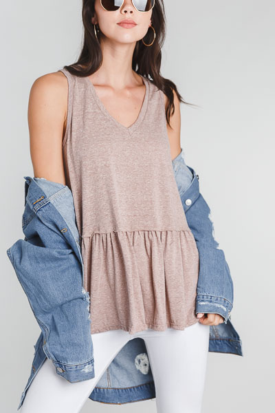 Bella Babydoll Tank, Mocha