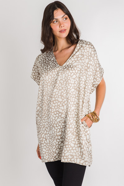 Butter Satin Frock, Mocha Spots