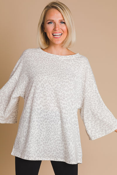 Oversized Cheetah Tee, Ivory