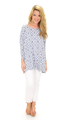 Slouchy Caftan, Gray Ikat
