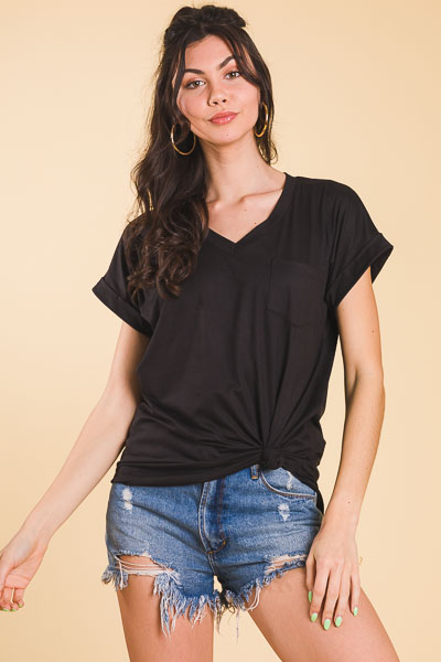 Soft Knit Pocket Tee, Black