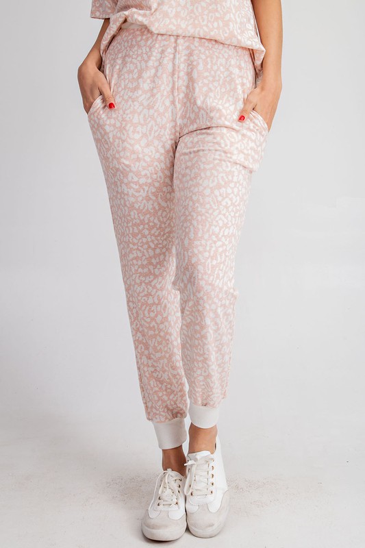 Animal Print Joggers, Pink