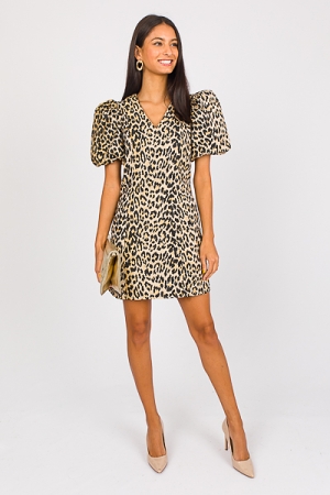 Leopard Puff Sleeve Dress