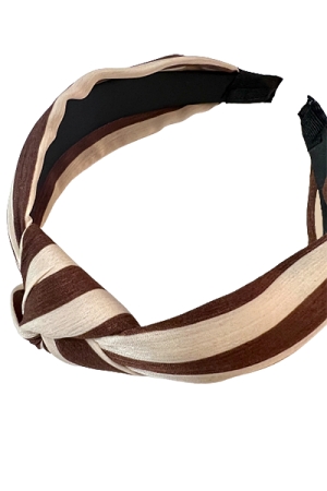 Stripe Knotted Headband, Brown