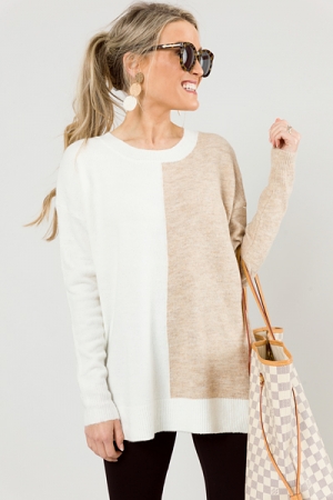 Seeing Double Sweater, Ivory/Oatmeal