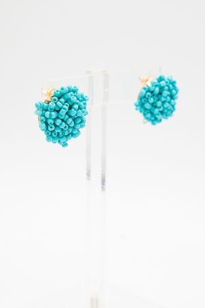 Pom Pom Studs, Turquoise
