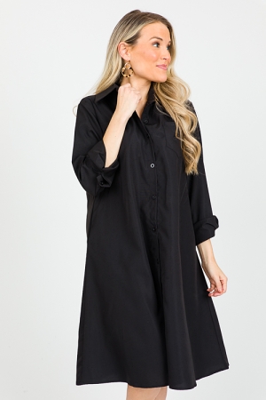 Mordic Shirt Dress, Black
