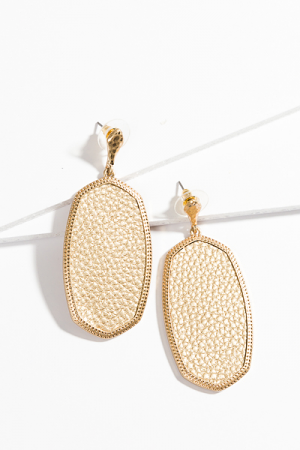 Leather Hex Earring, Gold