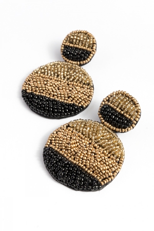 Layered Beads Earring, Black