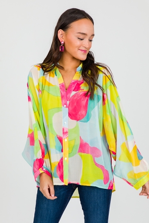 Breezy Bold Abstract Shirt, Yellow