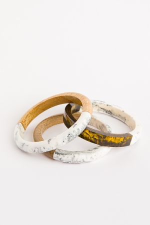 Wooden Acrylic Bracelet Set, Grey