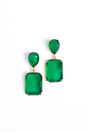 Emerald Rectangle Dangle Earring