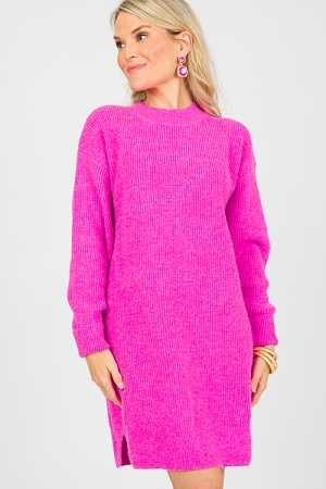 Brecklyn Sweater Dress, Hot Pink