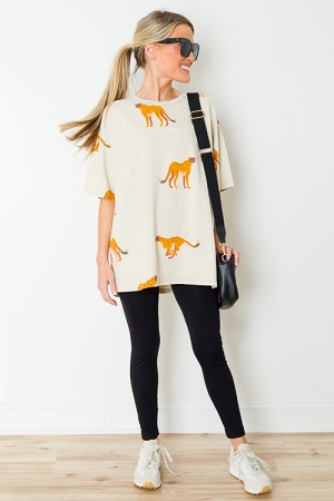 Cheetah Tee, Stone