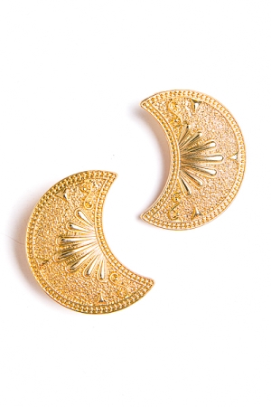 Textured Moon Earring, Gold