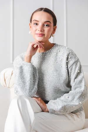 Cindy Pearl Sweater, Grey