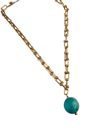 Stone Ball & Chain Necklace, Turquoise