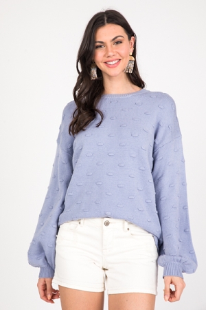 Delaney Spots Sweater, Dusty Blue