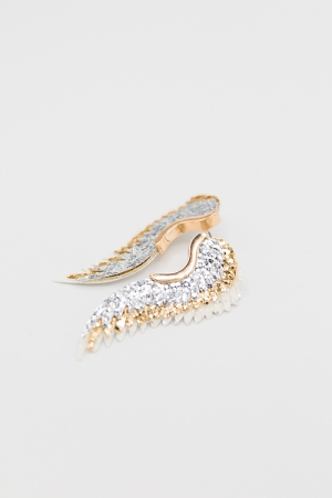 Glitter Wing Earrings, Silver/Gold