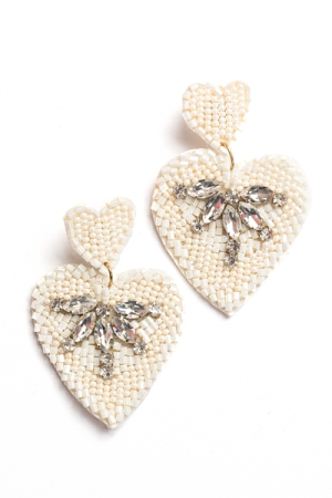 Dazzle Heart Earrings, White