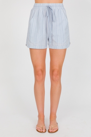 Mindy Stripe Shorts, Denim Blue