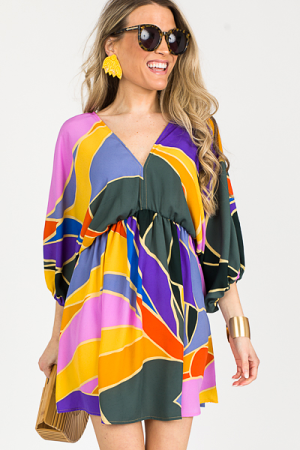 Kimono Mini Dress, Blue Metamorphosis
