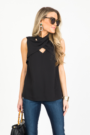 Crossover Blouse, Black