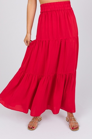 Tiered Maxi Skirt, Tomato