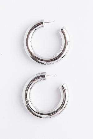 55mm Hollow Hoops, Silver