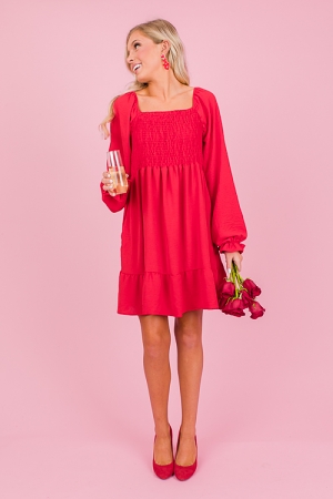 Holly Smock Dress, Red