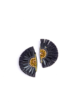 Raffia & Sequin Earrings, Black