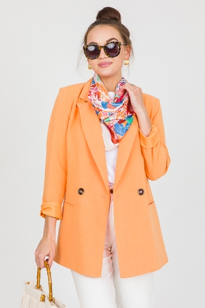 Double Button Linen Blazer, Orange