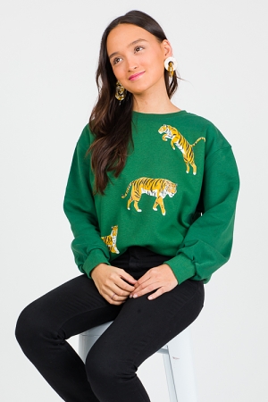 Tiger Graphic Sweatshirt, Forest
