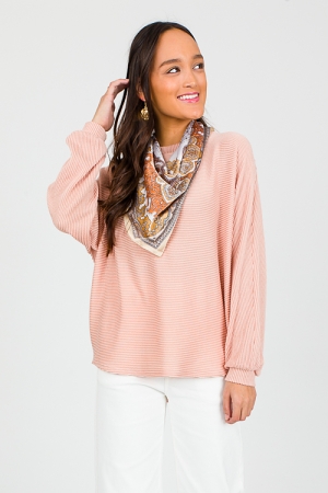 Rib Texture Dolman Top, Peach