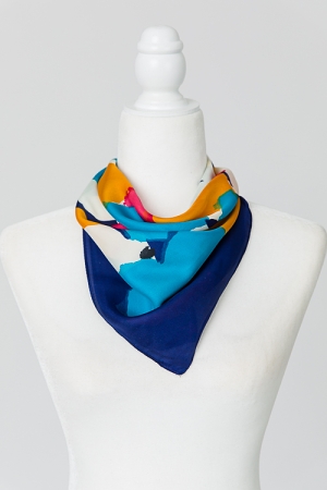 Abstract Silk Scarf, Blue