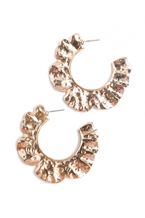 Hammered Flat Hoops, Gold
