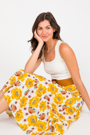 Poppy Floral Midi Skirt, Multi