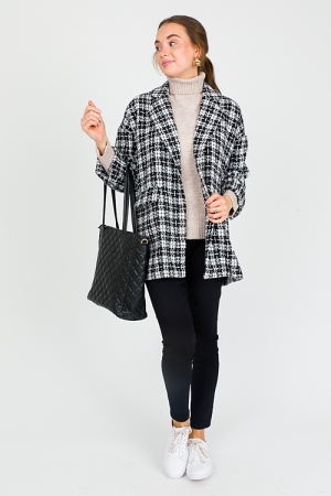 Amari Plaid Jacket, Black Ivory