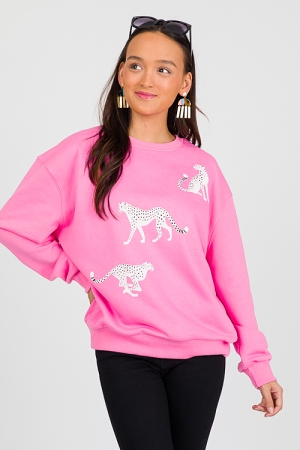 Snow Leopard Sweatshirt, Bubblegum
