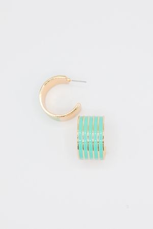 Gold Lined Hoops, Turquoise