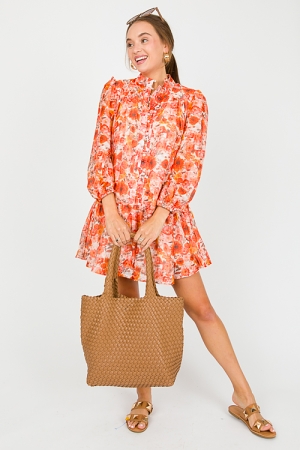 Orange Blossom Button Dress