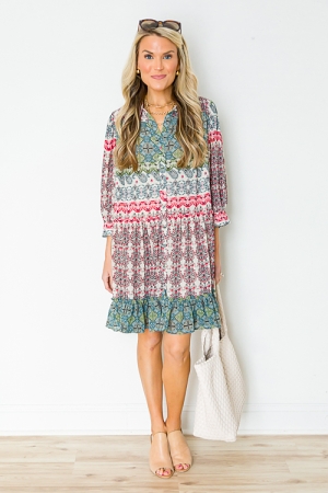 Pink Denim Ruffle Dress - New Arrivals - The Blue Door Boutique