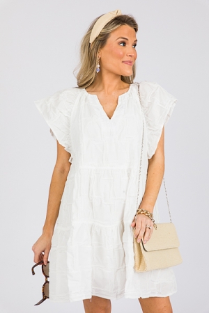 Stitched Maze Dress, White
