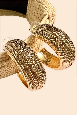 Snake Chain Textured Hoops