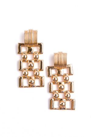 Chain Rectangle Earring, Gold