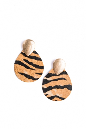 Tiger Print & Teardrop Earrings