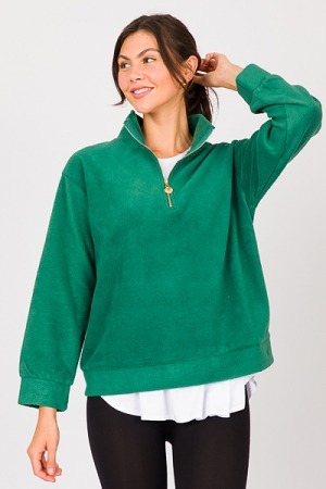 Fleece Half Zip Pullover, Green